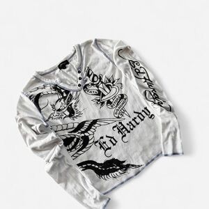 Ed Hardy Kids Long Sleeve Tee - Black & White